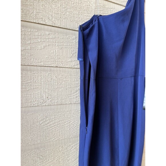 JS Collections women Lilah Bow One Shoulder Long Mermaid Gown size 6 Navy Crepe - Picture 11 of 13